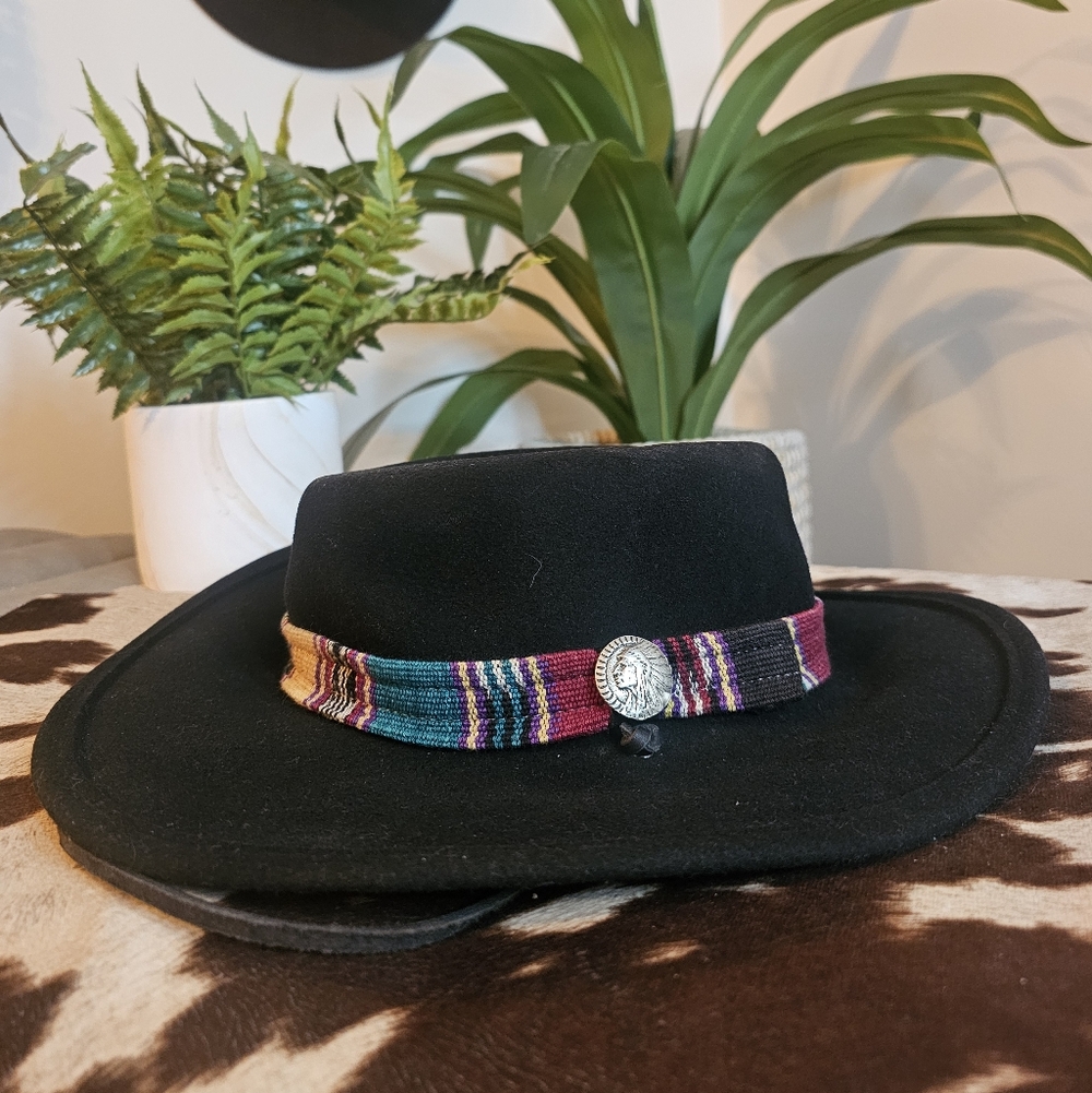 Bailey Black Hat With Multicolor Band